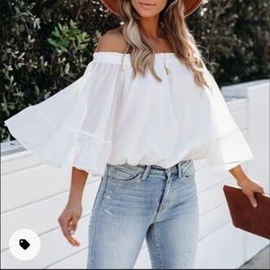 White Chiffon Off the Shoulder Top